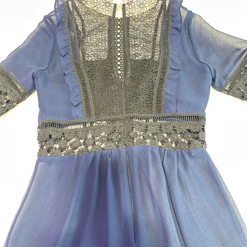 Self portrait Elegant Blue Dress with Lace Details
